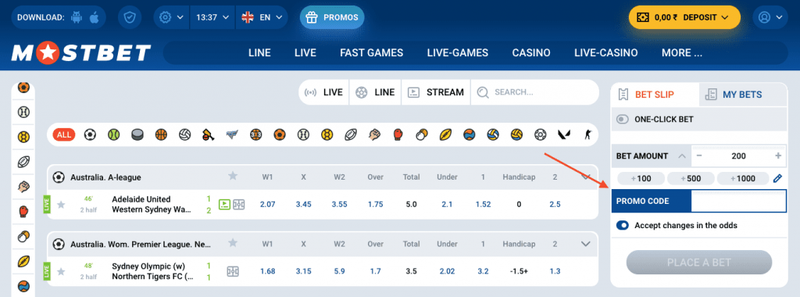 promo kód mostbet